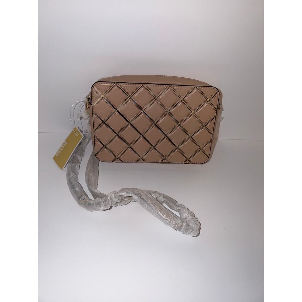 Michael Kors Jet Set Travel Oyster Leather Large EW Nude Crossbody Bag NWT $198